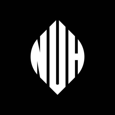 Çember ve elips şekilli NUH daire harf logosu tasarımı. Typographic tarzında NUH elips harfleri. Üç baş harf daire şeklinde bir logo oluşturuyor. NUH Çember Amblemi Soyut Monogram Harf İşaretleme Vektörü.