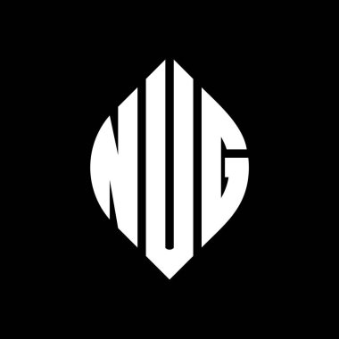 Çember ve elips şekilli NUG daire harf logosu tasarımı. Typographic tarzında NUG elips harfleri. Üç baş harf daire şeklinde bir logo oluşturuyor. NUG Çemberi Amblemi Soyut Monogram Harf İşaretleyici Vektörü.