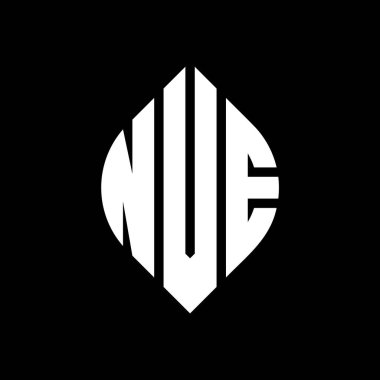 Çember ve elips şekilli NVE daire harf logosu tasarımı. Tipografik biçimli NVE elips harfleri. Üç baş harf daire şeklinde bir logo oluşturuyor. NVE Çemberi Amblemi Soyut Monogram Harf İşaretleme Vektörü.