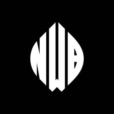 Çember ve elips şekilli NWB daire harf logosu tasarımı. Tipografik biçimli NWB elips harfleri. Üç baş harf daire şeklinde bir logo oluşturuyor. NWB Çember Amblemi Soyut Monogram Harf İşaretleyici Vektörü.