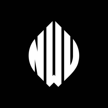 Çember ve elips şekilli NWU daire harf logosu tasarımı. NWU elips harfleri tipografik tarzda. Üç baş harf daire şeklinde bir logo oluşturuyor. NWU Çember Amblemi Soyut Monogram Harf İşaretleyici Vektörü.