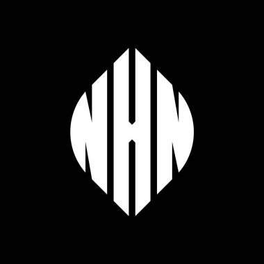 Çember ve elips şekilli NXN daire harf logosu tasarımı. Tipografik biçimli NXN elips harfleri. Üç baş harf daire şeklinde bir logo oluşturuyor. NXN Çember Amblemi Soyut Monogram Harf İşaretleyici Vektörü.