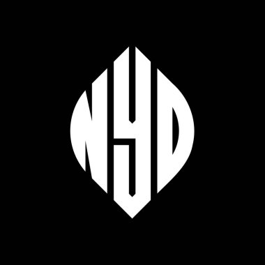 Çember ve elips şekilli NYD daire harf logosu tasarımı. NYD elips harfleri tipografik tarzda. Üç baş harf daire şeklinde bir logo oluşturuyor. NYD Çember Amblemi Soyut Monogram Harf İşaretleme Vektörü.