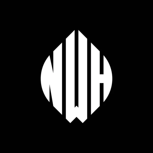 Nwh Círculo Letra Logotipo Design Com Forma Círculo Elipse Nwh — Vetor de Stock