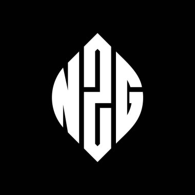 Çember ve elips şekilli NZG daire harf logosu tasarımı. Tipografik biçimli NZG elips harfleri. Üç baş harf daire şeklinde bir logo oluşturuyor. NZG Çember Amblemi Soyut Monogram Harf İşaretleyici Vektörü.
