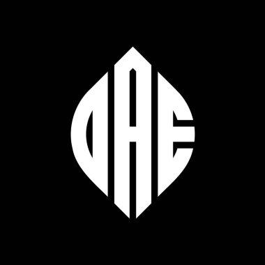 Çember ve elips şekilli OAE daire harf logosu tasarımı. Tipografik biçimli OAE elips harfleri. Üç baş harf daire şeklinde bir logo oluşturuyor. OAE Çember Amblemi Soyut Monogram Harf İşaretleyici Vektörü.