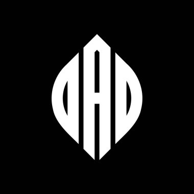Çember ve elips şekilli OAD daire harf logosu tasarımı. Tipografik biçimli OAD elips harfleri. Üç baş harf daire şeklinde bir logo oluşturuyor. OAD Çemberi Amblemi Soyut Monogram Harf İşaretleme Vektörü.