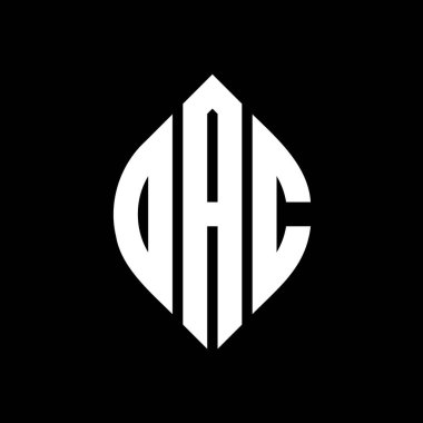 Çember ve elips şekilli OAC daire harf logosu tasarımı. Tipografik biçimli OAC elips harfleri. Üç baş harf daire şeklinde bir logo oluşturuyor. OAC Çember Amblemi Soyut Monogram Harf İşaretleyici Vektörü.