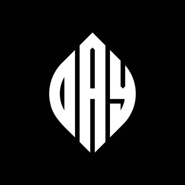 Çember ve elips şekilli OAY daire harf logosu tasarımı. Tipografik biçimli OAY elips harfleri. Üç baş harf daire şeklinde bir logo oluşturuyor. OAY Çember Amblemi Soyut Monogram Harf İşaretleyici Vektörü.