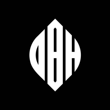 Çember ve elips şekilli OBH daire harf logosu tasarımı. Tipografik şekilli OBH elips harfleri. Üç baş harf daire şeklinde bir logo oluşturuyor. OBH Çemberi Amblemi Soyut Monogram Harf İşaretleme Vektörü.