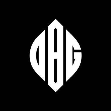 Çember ve elips şekilli OBG daire harf logosu tasarımı. Tipografik biçimli OBG elips harfleri. Üç baş harf daire şeklinde bir logo oluşturuyor. OBG Çember Amblemi Soyut Monogram Harf İşaretleyici Vektörü.
