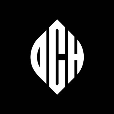 Çember ve elips şekilli OCH daire harf logosu tasarımı. Tipografik şekilli OCH elips harfleri. Üç baş harf daire şeklinde bir logo oluşturuyor. OCH Çemberi Amblemi Soyut Monogram Harf İşaretleme Vektörü.