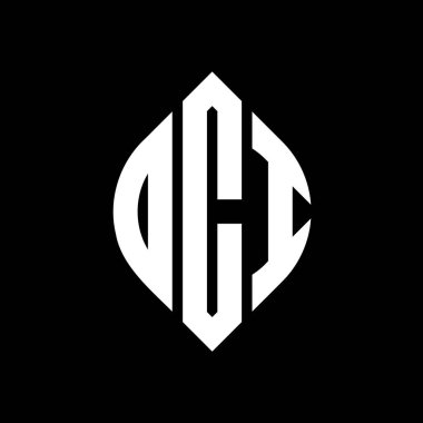 Çember ve elips şekilli OCI daire harf logosu tasarımı. Tipografik şekilli OCI elips harfleri. Üç baş harf daire şeklinde bir logo oluşturuyor. OCI Çember Amblemi Soyut Monogram Harf İşaretleyici Vektörü.