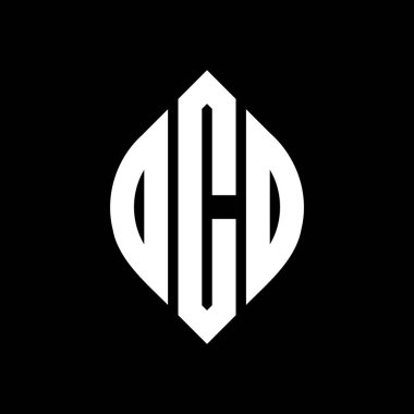 Çember ve elips şekilli OCD daire harf logosu tasarımı. Baskı biçiminde OCD elips harfleri. Üç baş harf daire şeklinde bir logo oluşturuyor. OCD Çemberi Amblemi Soyut Monogram Harf İşaretleyici Vektörü.