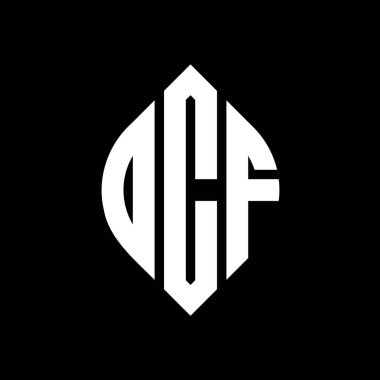 Çember ve elips şekilli OCF daire harf logosu tasarımı. Tipografik biçimli OCF elips harfleri. Üç baş harf daire şeklinde bir logo oluşturuyor. OCF Çember Amblemi Soyut Monogram Harf İşaretleyici Vektörü.