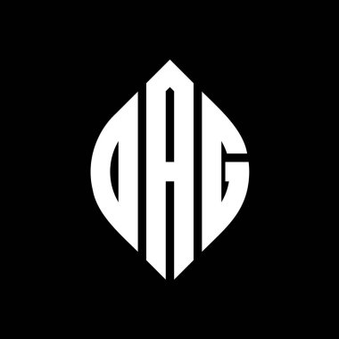 Çember ve elips şekilli OAG daire harf logosu tasarımı. Tipografik biçimli OAG elips harfleri. Üç baş harf daire şeklinde bir logo oluşturuyor. OAG Çember Amblemi Soyut Monogram Harf İşaretleyici Vektörü.