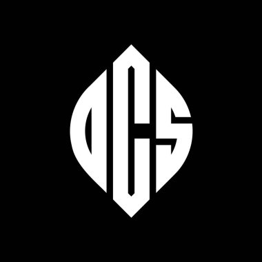 Çember ve elips şekilli OCS daire harf logosu tasarımı. Tipografik biçimli OCS elips harfleri. Üç baş harf daire şeklinde bir logo oluşturuyor. OCS Çember Amblemi Soyut Monogram Harf İşaretleyici Vektörü.