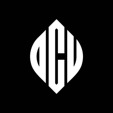 Çember ve elips şekilli OCU harf logosu tasarımı. OCU elips harfleri tipografik tarzda. Üç baş harf daire şeklinde bir logo oluşturuyor. OCU Çember Amblemi Soyut Monogram Harf İşaretleyici Vektörü.