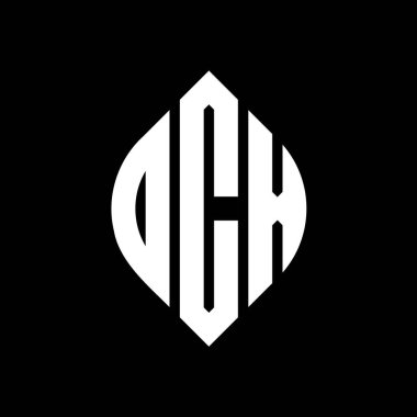 Çember ve elips şekilli OCX daire harf logosu tasarımı. Tipografik biçimli OCX elips harfleri. Üç baş harf daire şeklinde bir logo oluşturuyor. OCX Çember Amblemi Soyut Monogram Harf İşaretleyici Vektörü.
