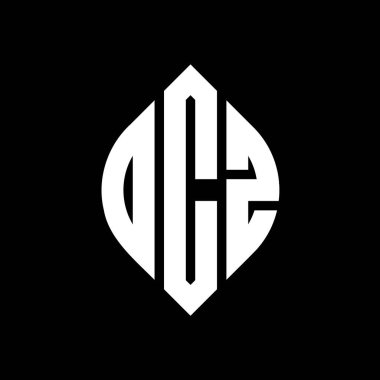 Çember ve elips şekilli OCZ daire harf logosu tasarımı. Tipografik biçimli OCZ elips harfleri. Üç baş harf daire şeklinde bir logo oluşturuyor. OCZ Çember Amblemi Soyut Monogram Harf İşaretleyici Vektörü.