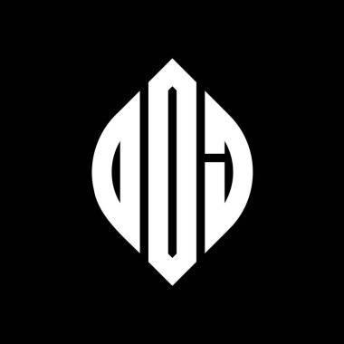 Çember ve elips şekilli ODJ daire harf logosu tasarımı. Tipografik tarzda ODJ elips harfleri. Üç baş harf daire şeklinde bir logo oluşturuyor. ODJ Çember Amblemi Soyut Monogram Harf İşaretleme Vektörü.