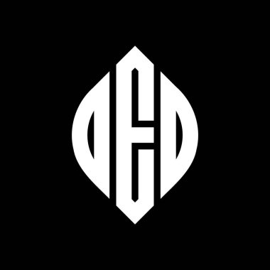 Çember ve elips şekilli OED daire harf logosu tasarımı. OED elips harfleri tipografik tarzda. Üç baş harf daire şeklinde bir logo oluşturuyor. OED Çember Amblemi Soyut Monogram Harf İşaretleme Vektörü.