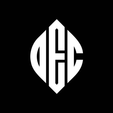 Çember ve elips şekilli OEC daire harf logosu tasarımı. Tipografik biçimli OEC elips harfleri. Üç baş harf daire şeklinde bir logo oluşturuyor. OEC Çemberi Amblemi Soyut Monogram Harf İşaretleme Vektörü.