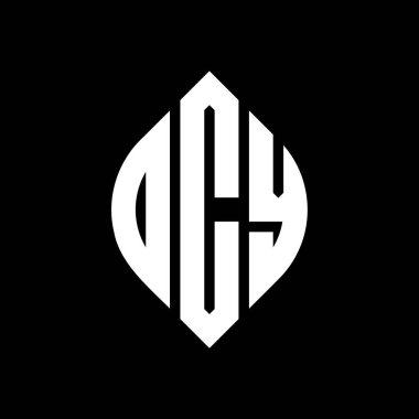 Çember ve elips şekilli OCY daire harf logosu tasarımı. Tipografik biçimli OCY elips harfleri. Üç baş harf daire şeklinde bir logo oluşturuyor. OCY Çember Amblemi Soyut Monogram Harf İşaretleyici Vektörü.