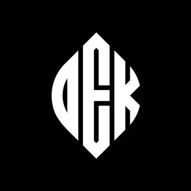 Çember ve elips şekilli OEK daire harf logosu tasarımı. Tipografik biçimli OEK elips harfleri. Üç baş harf daire şeklinde bir logo oluşturuyor. OEK Çember Amblemi Soyut Monogram Harf İşaretleyici Vektörü.