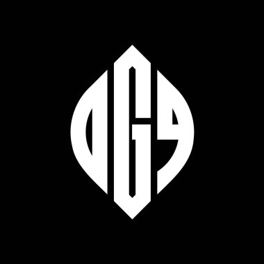 Çember ve elips şekilli OGQ daire harf logosu tasarımı. Tipografik biçimli OGQ elips harfleri. Üç baş harf daire şeklinde bir logo oluşturuyor. OGQ Çember Amblemi Soyut Monogram Harf İşaretleyici Vektörü.