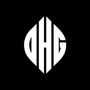 Çember ve elips şekilli OHG daire harf logosu tasarımı. Tipografik biçimli OHG elips harfleri. Üç baş harf daire şeklinde bir logo oluşturuyor. OHG Çember Amblemi Soyut Monogram Harf İşaretleyici Vektörü.