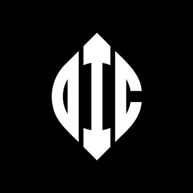 Çember ve elips şekilli OIC daire harf logosu tasarımı. Tipografik biçimli OIC elips harfleri. Üç baş harf daire şeklinde bir logo oluşturuyor. OIC Çember Amblemi Soyut Monogram Harf İşaretleyici Vektörü.
