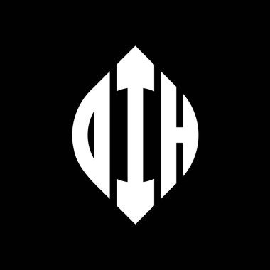 Çember ve elips şekilli OIH daire harf logosu tasarımı. Tipografik biçimli OIH elips harfleri. Üç baş harf daire şeklinde bir logo oluşturuyor. OIH Çember Amblemi Soyut Monogram Harf İşaretleyici Vektörü.