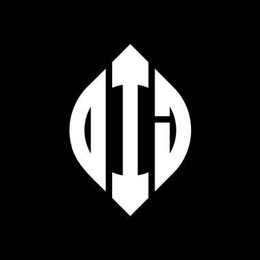 Çember ve elips şekilli OIJ daire harf logosu tasarımı. Tipografik tarzda OIJ elips harfleri. Üç baş harf daire şeklinde bir logo oluşturuyor. OIJ Çember Amblemi Soyut Monogram Harf İşaretleyici Vektörü.