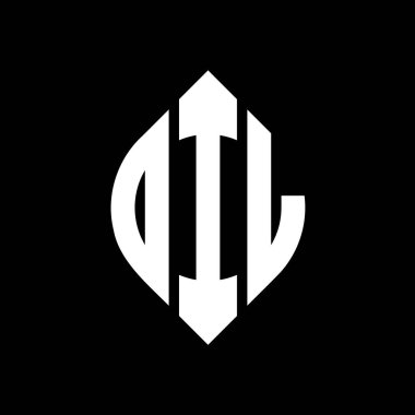 Çember ve elips şekilli OIL daire harf logosu tasarımı. Tipografik biçimli OIL elips harfleri. Üç baş harf daire şeklinde bir logo oluşturuyor. Yağ Çemberi Amblemi Soyut Monogram Harf İşaretleyici Vektörü.