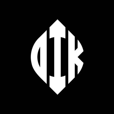 Çember ve elips şekilli yuvarlak harf logosu tasarımı. Tamam, tipografik tarzda elips harfler. Üç baş harf daire şeklinde bir logo oluşturuyor. OIK Çember Amblemi Soyut Monogram Harf İşaretleyici Vektörü.