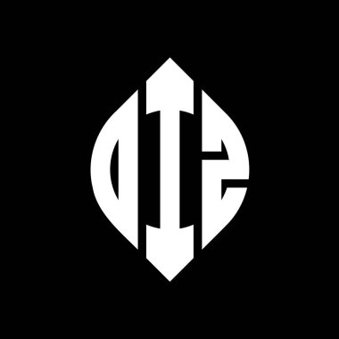Çember ve elips şekilli OIZ daire harf logosu tasarımı. Tipografik biçimli OIZ elips harfleri. Üç baş harf daire şeklinde bir logo oluşturuyor. OIZ Çember Amblemi Soyut Monogram Harf İşaretleyici Vektörü.