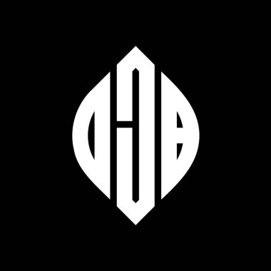 Çember ve elips şekilli OJB daire harf logosu tasarımı. Tipografik biçimli OJB elips harfleri. Üç baş harf daire şeklinde bir logo oluşturuyor. OJB Çember Amblemi Soyut Monogram Harf İşaretleyici Vektörü.