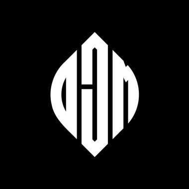 Çember ve elips şekilli OJM daire harf logosu tasarımı. Tipografik biçimli OJM elips harfleri. Üç baş harf daire şeklinde bir logo oluşturuyor. OJM Çember Amblemi Soyut Monogram Harf İşaretleyici Vektörü.