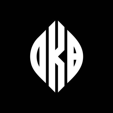 Çember ve elips şekilli OKB daire harf logosu tasarımı. Tipografik biçimli OKB elips harfleri. Üç baş harf daire şeklinde bir logo oluşturuyor. OKB Çember Amblemi Soyut Monogram Harf İşaretleyici Vektörü.