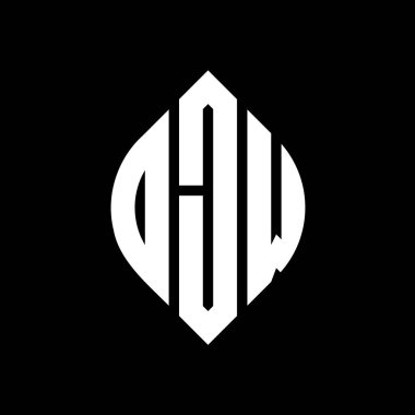 Çember ve elips şekilli OJW daire harf logosu tasarımı. Tipografik biçimli OJW elips harfleri. Üç baş harf daire şeklinde bir logo oluşturuyor. OJW Çember Amblemi Soyut Monogram Harf İşaretleyici Vektörü.