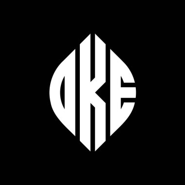 Çember ve elips şekilli OKE daire harf logosu tasarımı. Tipografik biçimli OKE elips harfleri. Üç baş harf daire şeklinde bir logo oluşturuyor. OKE Çemberi Amblemi Soyut Monogram Harf İşaretleyici Vektörü.