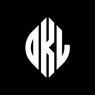 Çember ve elips şekilli yuvarlak harf logosu tasarımı. Tipografik biçimli OKL elips harfleri. Üç baş harf daire şeklinde bir logo oluşturuyor. OKL Çember Amblemi Soyut Monogram Harf İşaretleyici Vektörü.