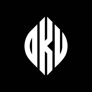 Çember ve elips şekilli OKU harf logosu tasarımı. Tipografik biçimli OKU elips harfleri. Üç baş harf daire şeklinde bir logo oluşturuyor. OKU Çember Amblemi Soyut Monogram Harf İşaretleyici Vektörü.