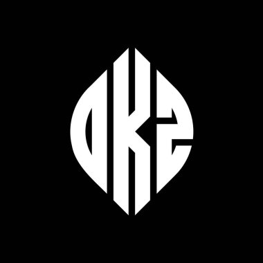 Çember ve elips şekilli OKZ daire harf logosu tasarımı. Tipografik biçimli OKZ elips harfleri. Üç baş harf daire şeklinde bir logo oluşturuyor. OKZ Çember Amblemi Soyut Monogram Harf İşaretleyici Vektörü.