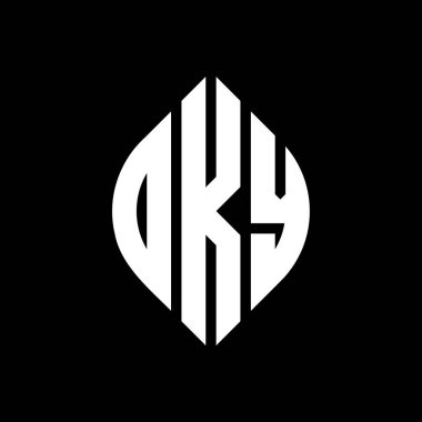 Çember ve elips şekilli yuvarlak harf logosu tasarımı. Tipografik biçimli elips harfler. Üç baş harf daire şeklinde bir logo oluşturuyor. OKY Çember Amblemi Soyut Monogram Harf İşaretleme Vektörü.