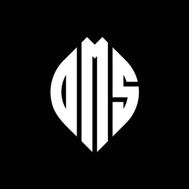 Çember ve elips şekilli OMS daire harf logosu tasarımı. Tipografik biçimli OMS elips harfleri. Üç baş harf daire şeklinde bir logo oluşturuyor. OMS Çemberi Amblemi Soyut Monogram Harf İşaretleyici Vektörü.