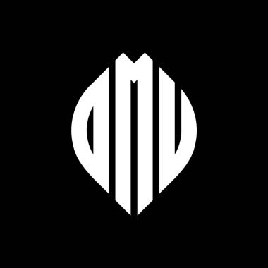 Çember ve elips şekilli OMU harf logosu tasarımı. OMU elips harfleri tipografik tarzda. Üç baş harf daire şeklinde bir logo oluşturuyor. OMU Çember Amblemi Soyut Monogram Harf İşaretleyici Vektörü.