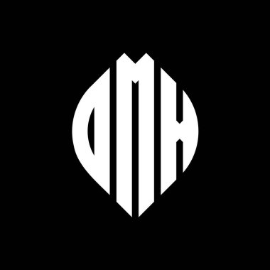 Çember ve elips şekilli OMX daire harf logosu tasarımı. Tipografik biçimli OMX elips harfleri. Üç baş harf daire şeklinde bir logo oluşturuyor. OMX Çember Amblemi Soyut Monogram Harf İşaretleyici Vektörü.