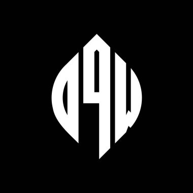Çember ve elips şekilli OQW daire harf logosu tasarımı. Tipografik biçimli OQW elips harfleri. Üç baş harf daire şeklinde bir logo oluşturuyor. OQW Çember Amblemi Soyut Monogram Harf İşaretleyici Vektörü.